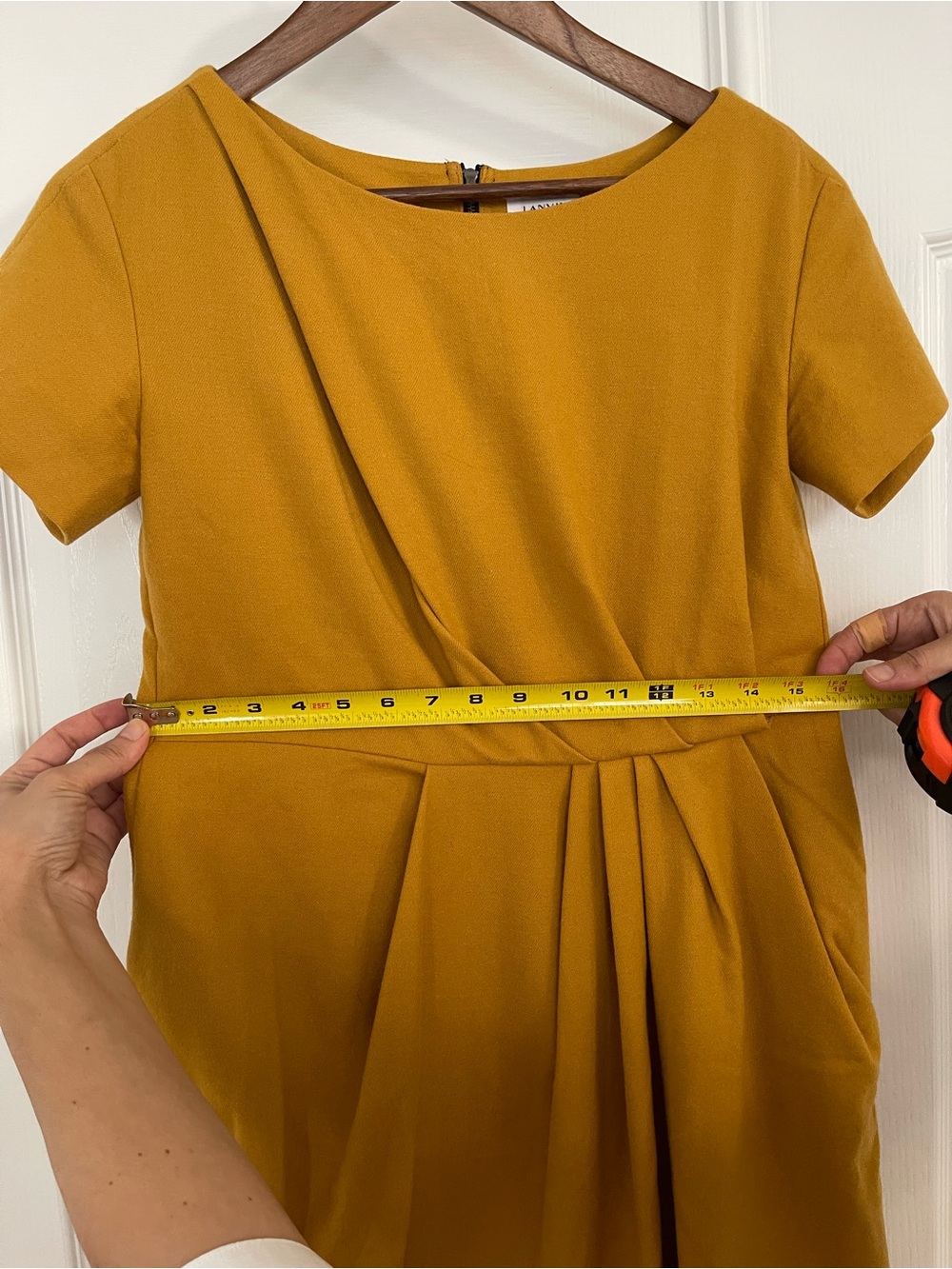 Lanvin en bleu Mustard Short Sleeve mini Dress - Picture 6 of 10